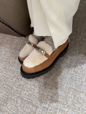 Hermes Icone Shearling Loafers